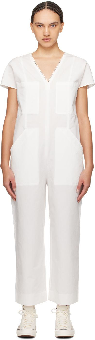 Apc White Ilina Jumpsuit In Aac Off White