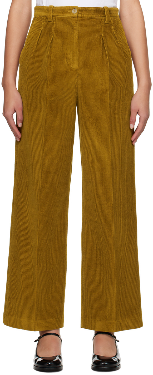 Apc Brown Tressie Trousers In Cab Camel