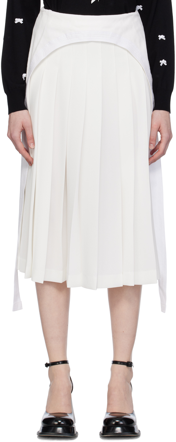 White Pleated Midi Skirt