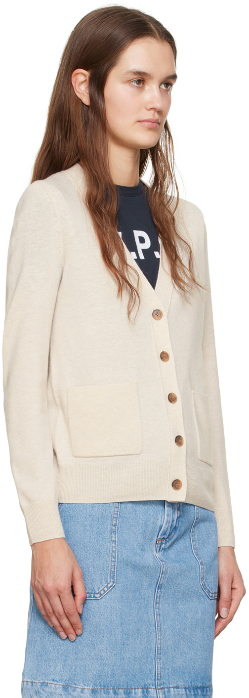 Apc Beige Louisa Cardigan In Paa Heathered Ecru