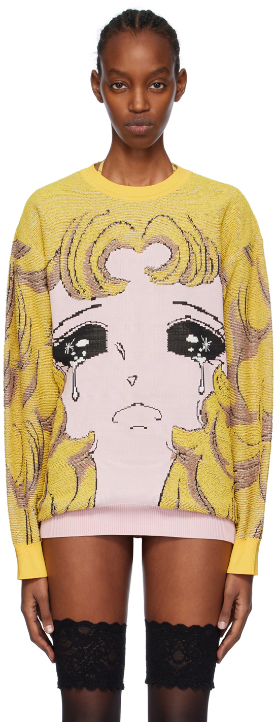 Yellow Crying Girl Ribbon Jersey Top main image 0