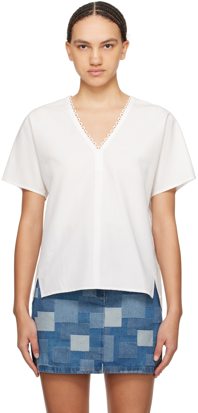A.p.c. White Freja Blouse In Aac Off White