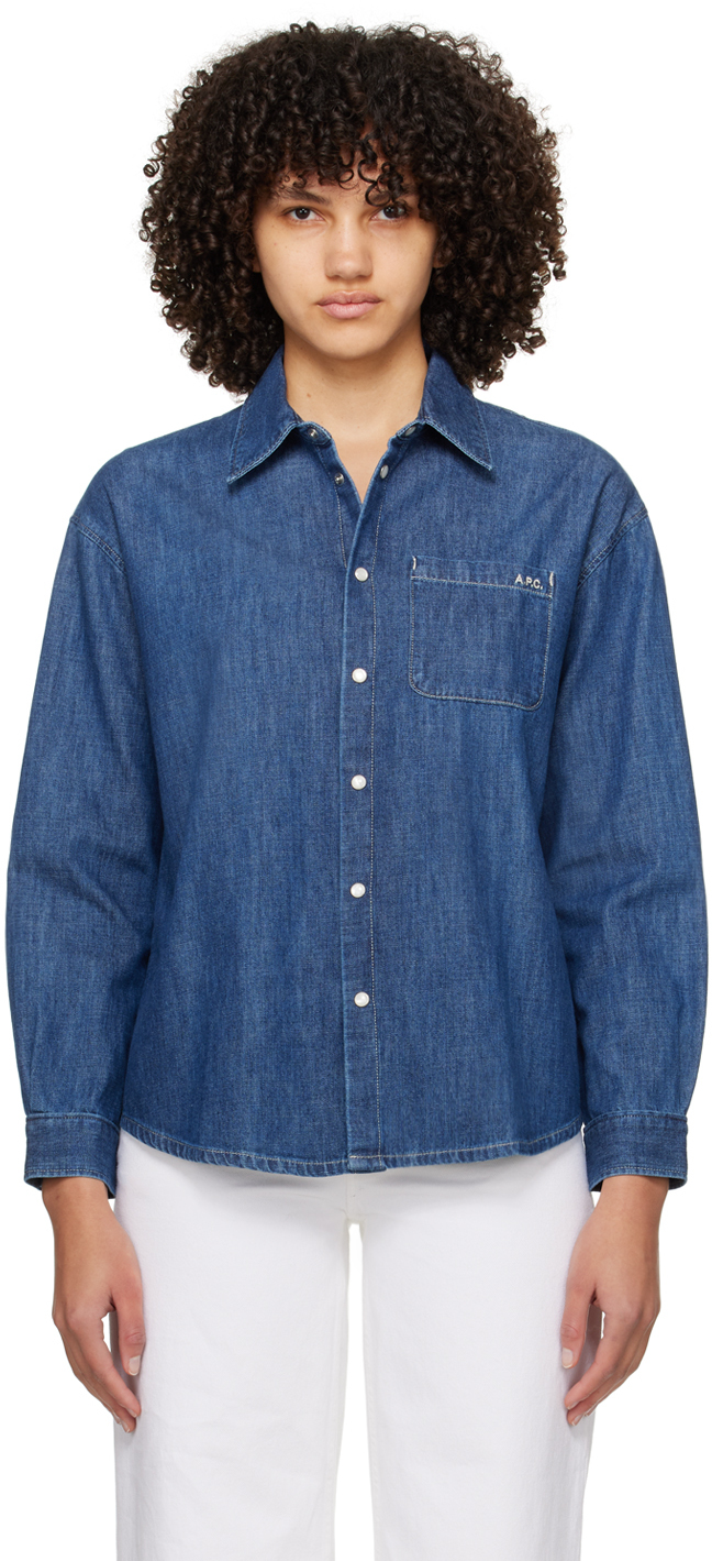 A.P.C.: Indigo Boyfriend Denim Shirt | SSENSE