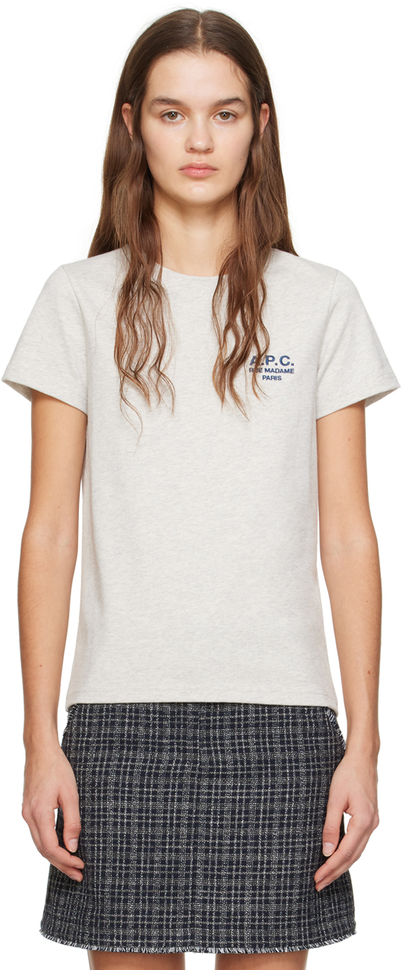 Apc Grey Denise T-shirt In Paa Heathered Ecru