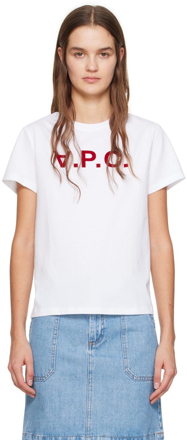 Apc White Vpc T-shirt In Tab Blanc/rouge