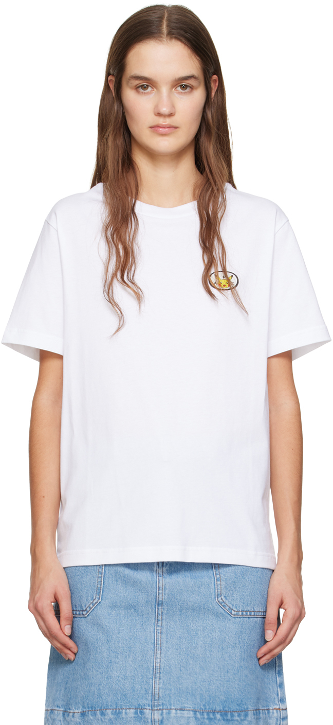Apc White Patch T-shirt In Aab White