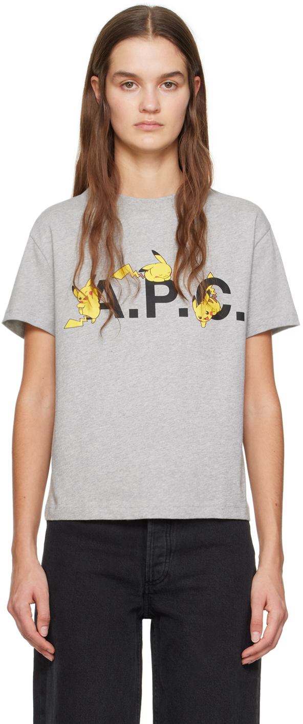 Apc Grey Pikachu T-shirt In Plb Heathered Grey