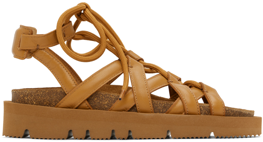 Apc X Nrl Iliade Lace-up Sandals In Cad Noisette
