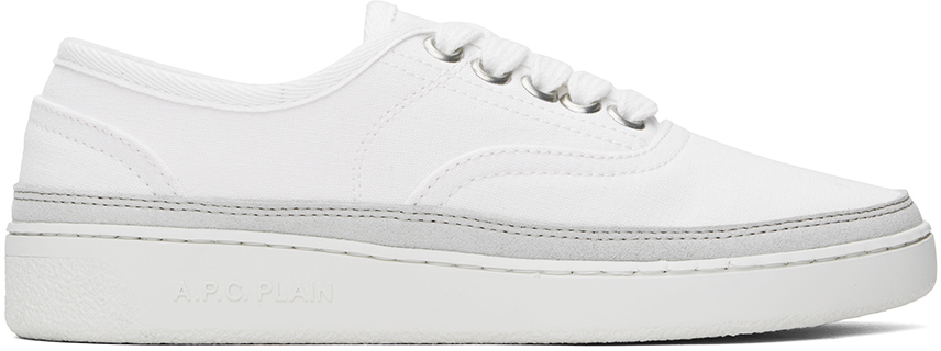 Apc White Plain Simple Sneakers In Aab White