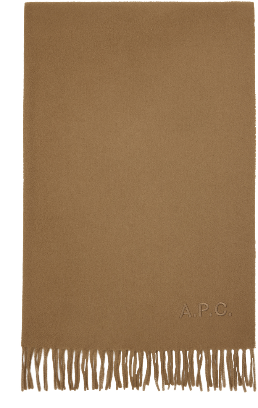 Apc Tan Alix Embroidered Scarf In Cab Camel