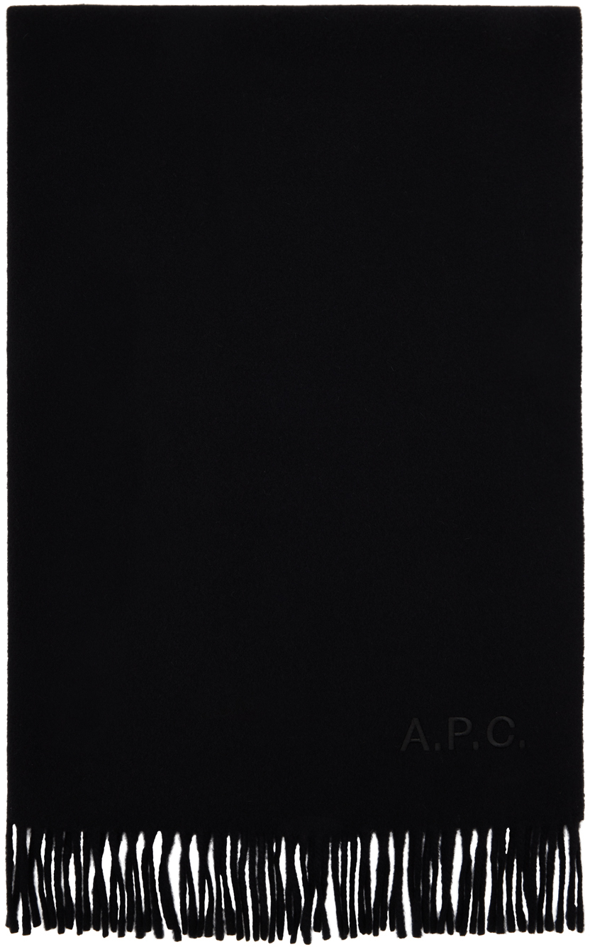 Shop Apc Black Alix Embroidered Scarf In Lzz Black