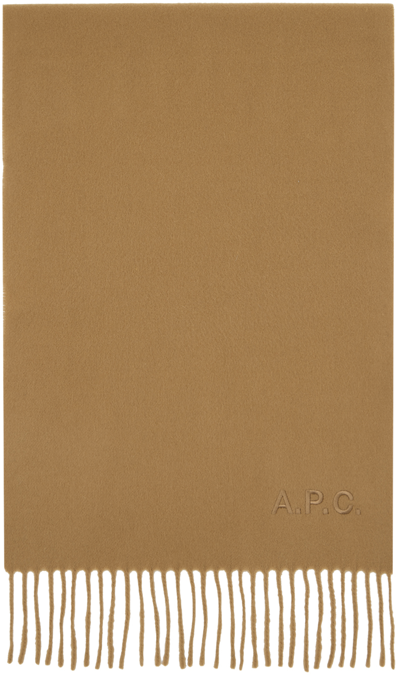 Apc Tan Ambroise Embroidered Scarf In Cab Camel