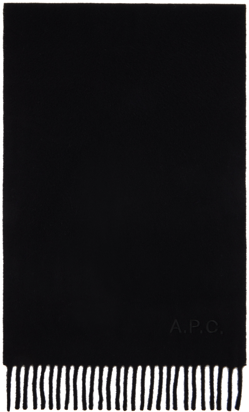 Apc Black Ambroise Embroidered Scarf In Lzz Black
