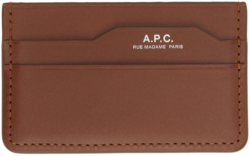 A.p.c. Brown Dossier Card Holder In Cad Noisette