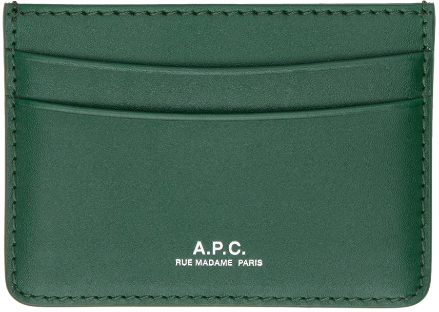 A.p.c. Green André Card Holder In Kay Bottle Green