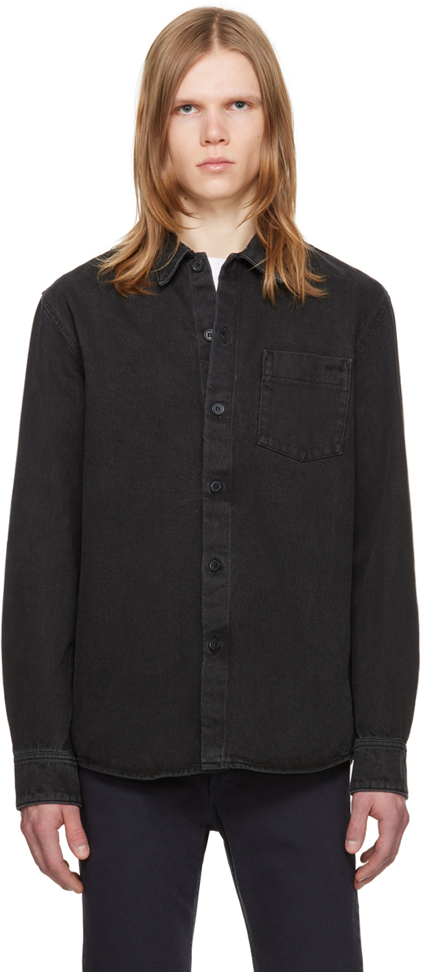 Black Vittorio Brodée Denim Shirt by A.P.C. on Sale