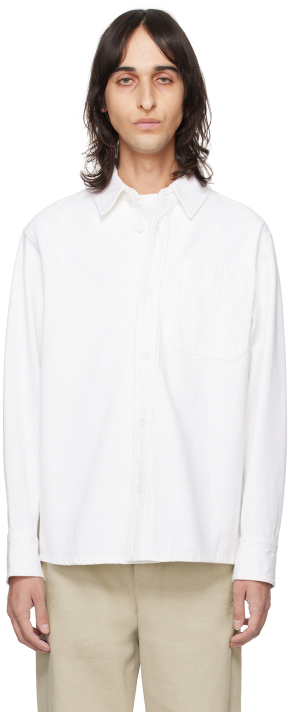 White Basile Brodée Poitrine Denim Shirt