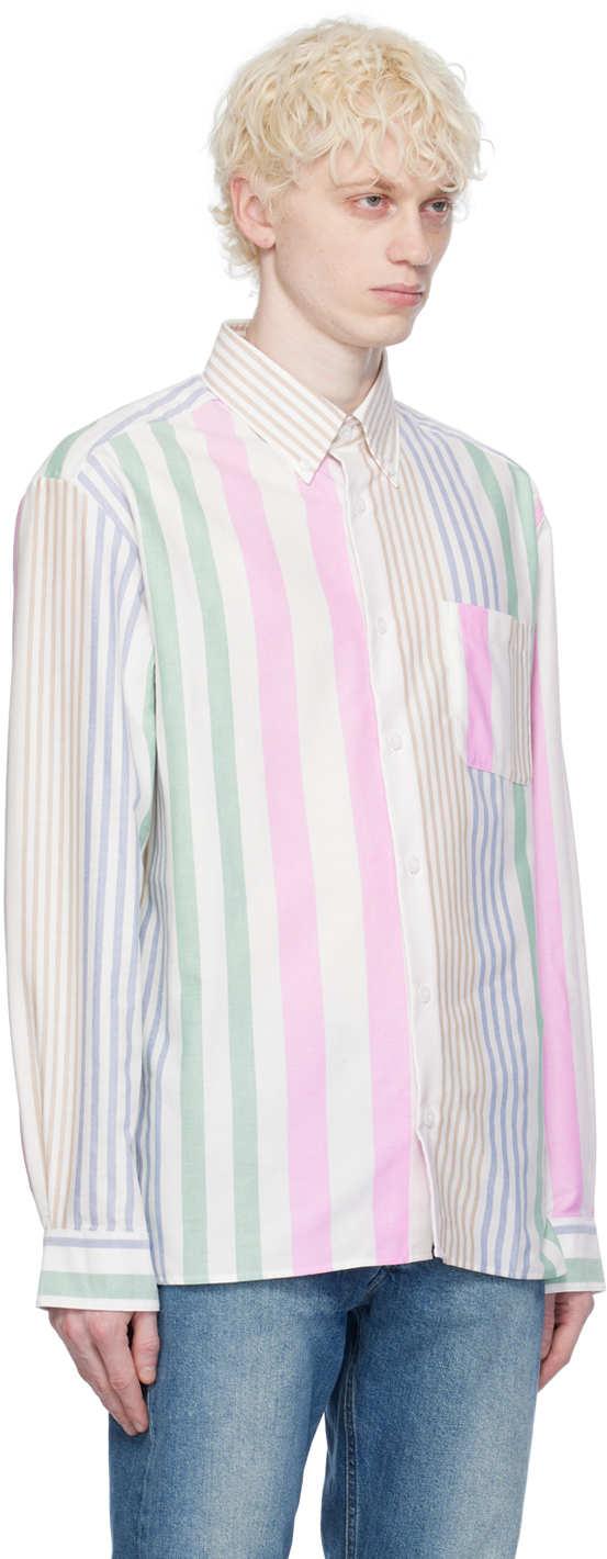 Apc A.p.c. Mateo Oversize Stripe Organic Cotton Button-down Shirt In Saa Multicolor