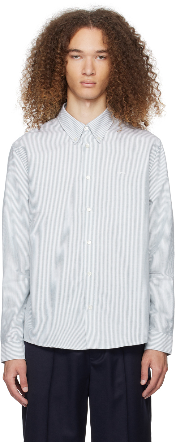 Green & White Greg Shirt by A.P.C. on Sale