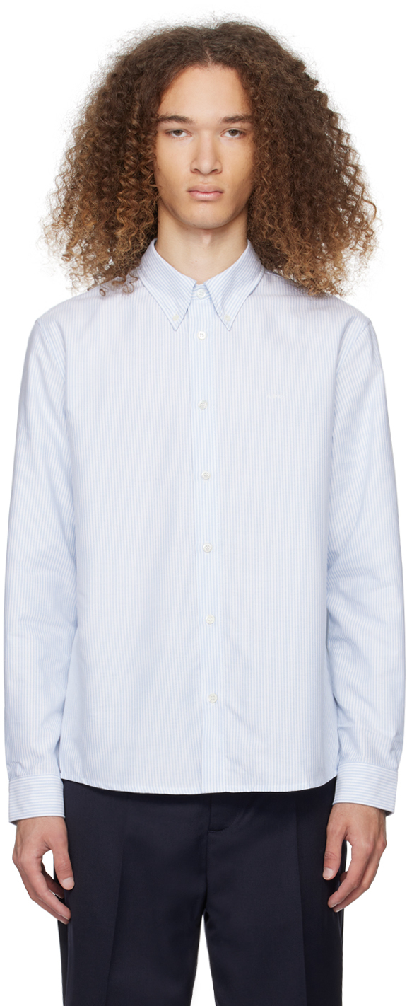 Apc Blue & White Greg Shirt In Iaa Blue