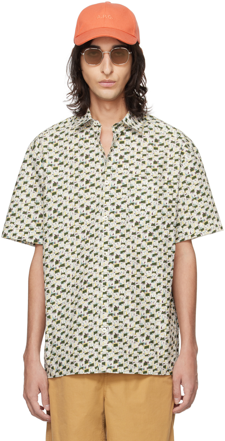 White & Green Ross Shirt by A.P.C. on Sale