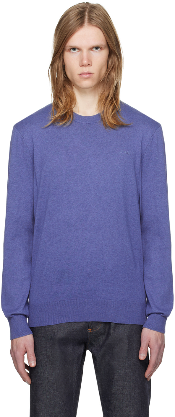 Apc Blue Julio Sweater In Pic Bleu Acier Chine
