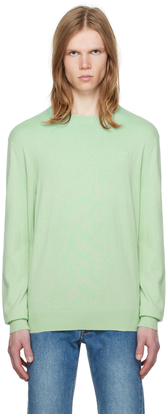 Apc Men's Julio Crewneck Sweater In Kab Pale Green