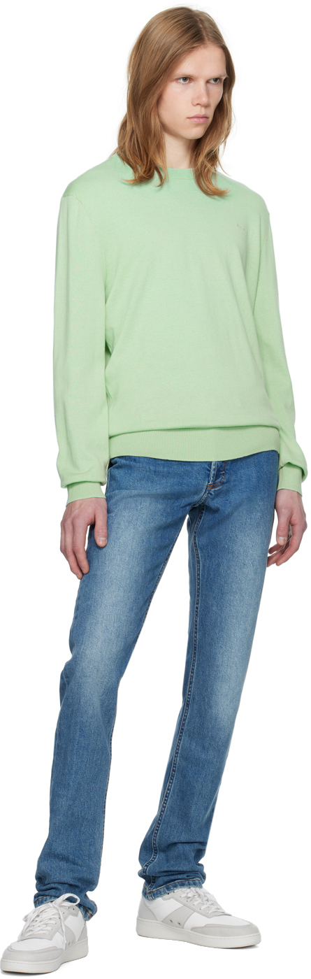 Apc Men's Julio Crewneck Sweater In Kab Pale Green