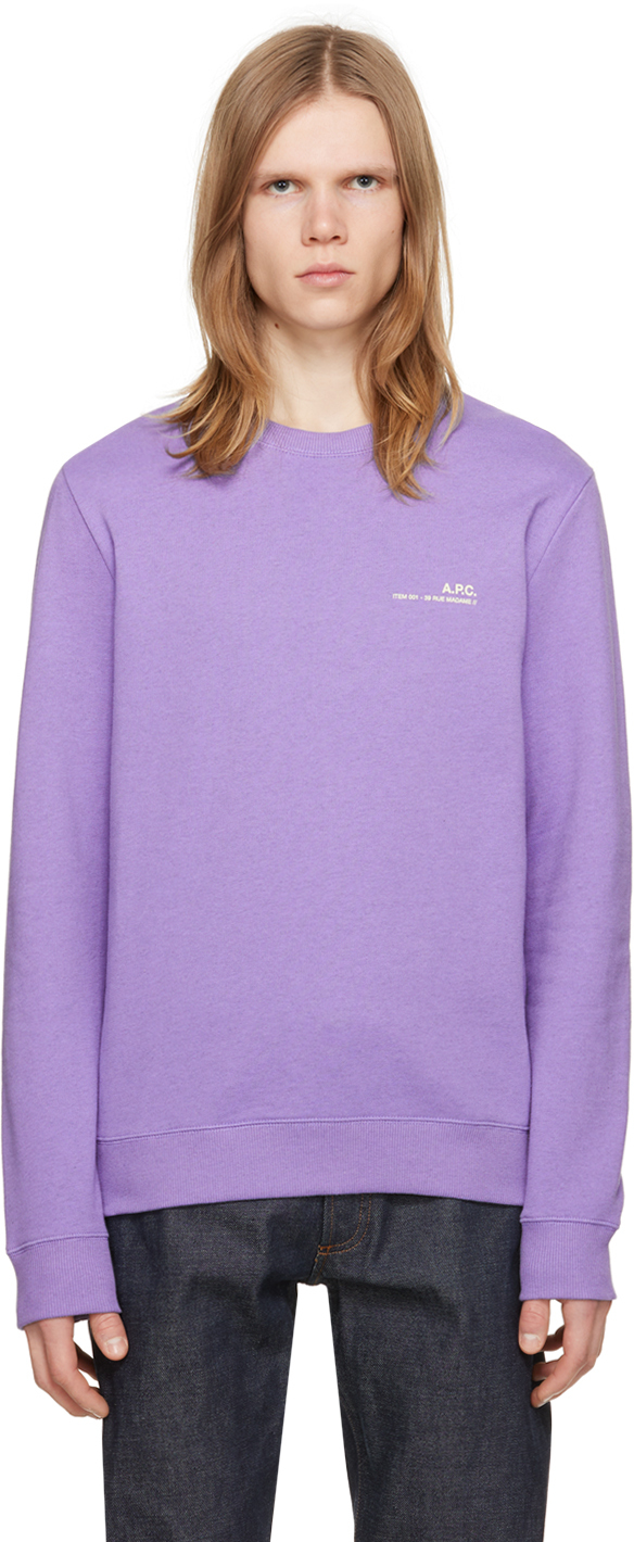 Shop Apc Purple Item Sweatshirt In Piq Violet Chine