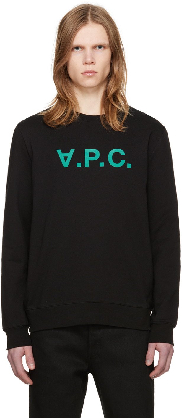 Shop Apc Black 'vpc' Sweatshirt In Noir/vert