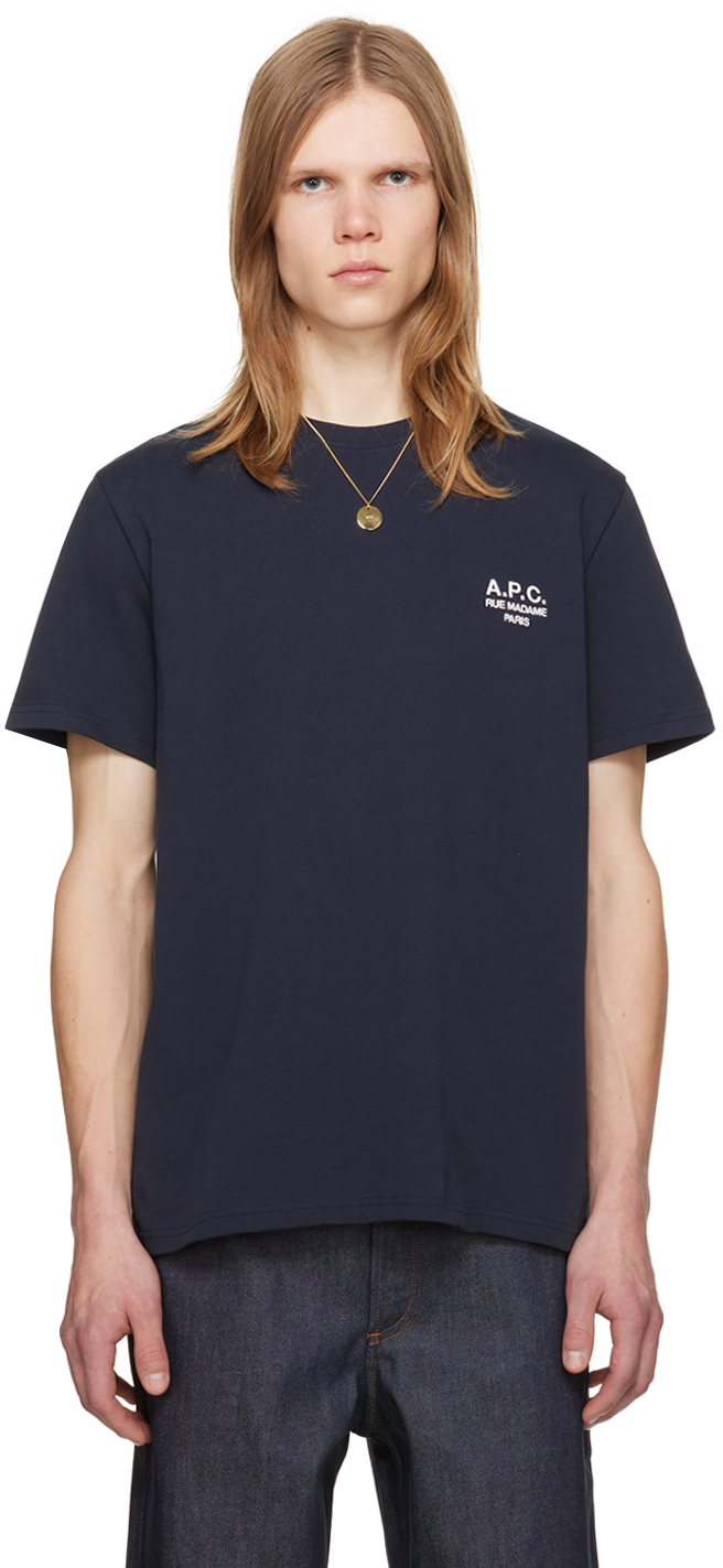 Shop Apc Navy Raymond T-shirt In Iak Dark Navy