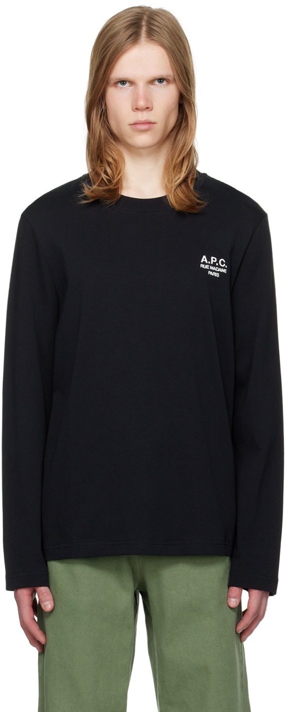 Apc Oliver Long-sleeve T-shirt In Lzz Black