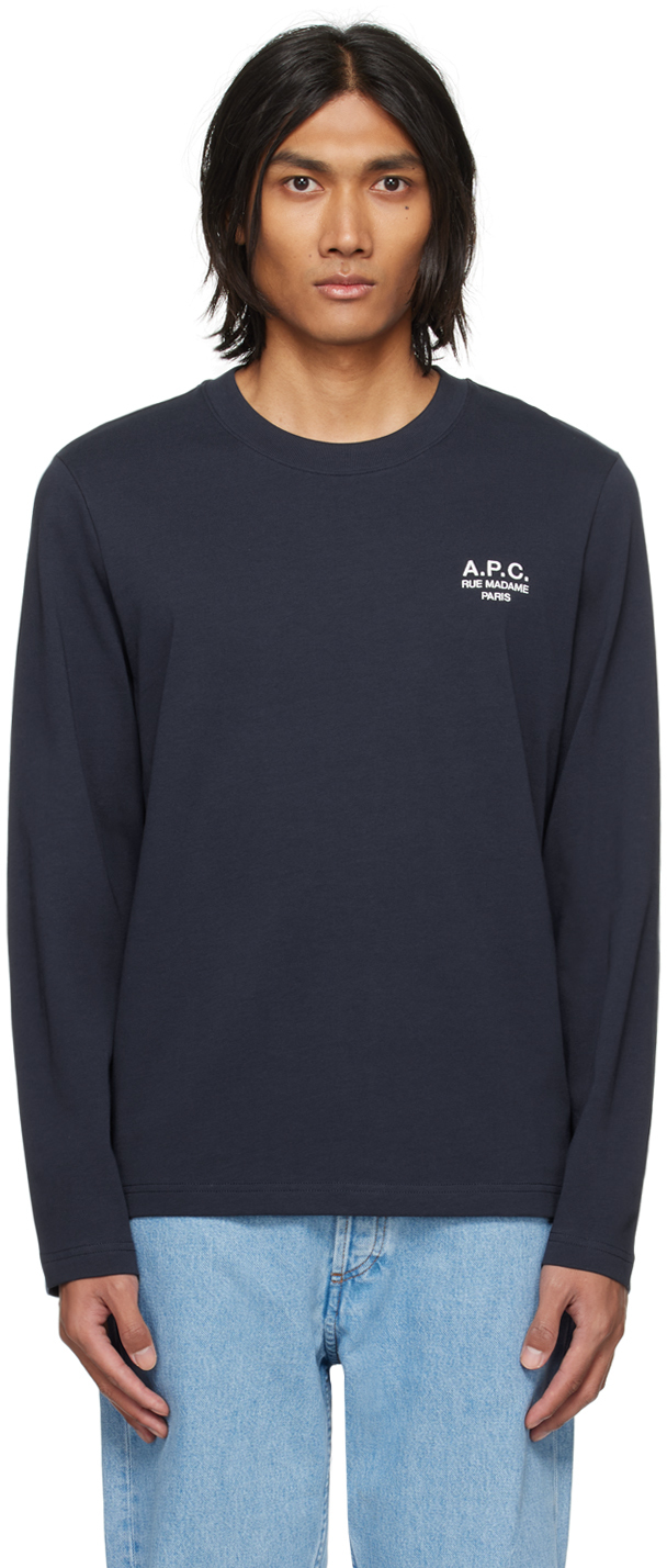 A. P.C. Navy Olivier Long Sleeve T-Shirt