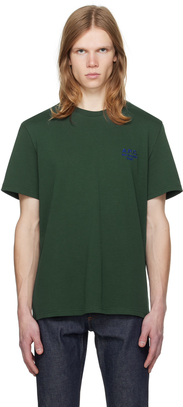 Apc Green New Raymond T-shirt In Kag Pine Green