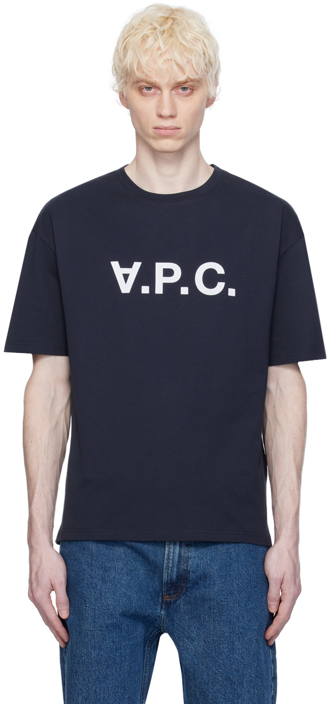 Shop Apc Navy 'vpc' T-shirt In Iak Dark Navy