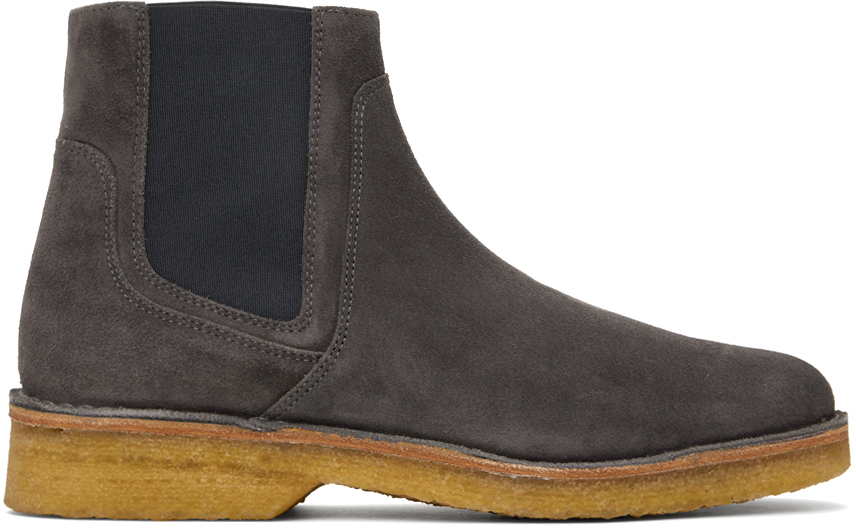 A.P.C. Men s Gray Theodore Chelsea Boots Black Casual Boots 7