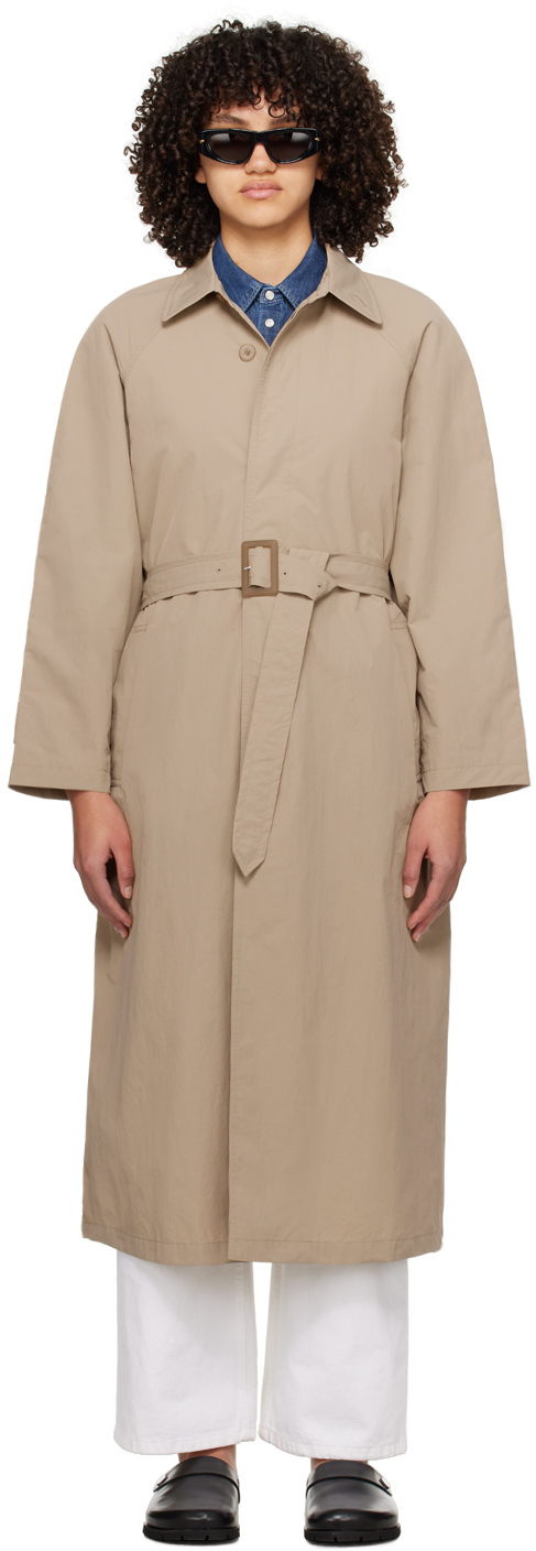 a. p.c. beige crinkled trench coat