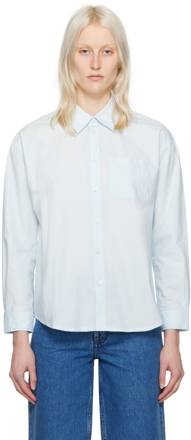 a. p.c. blue 'boyfriend avec logo' shirt