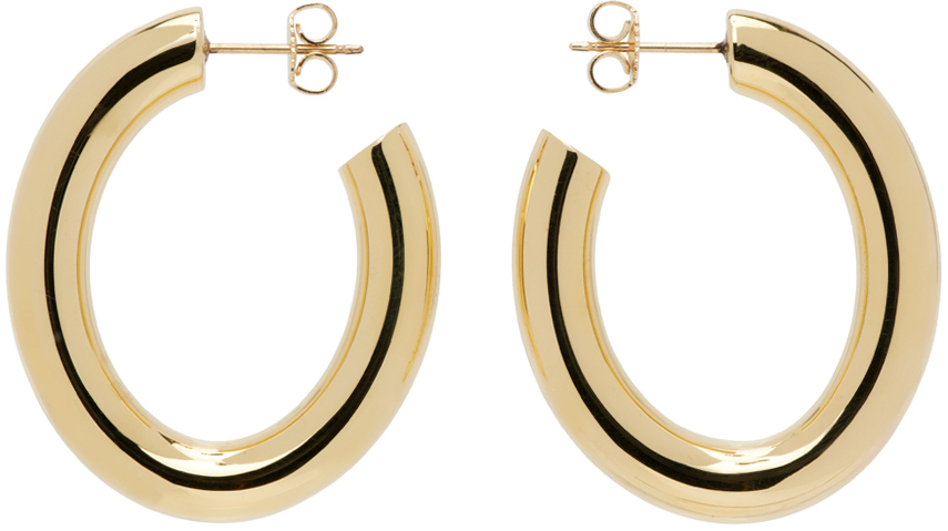 Laura Lombardi Gold Mini Curve Earrings In Brass