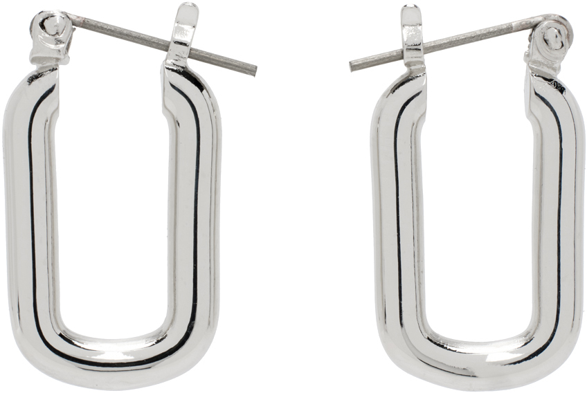 Laura Lombardi Silver Cresca Hoop Earrings In Metallic