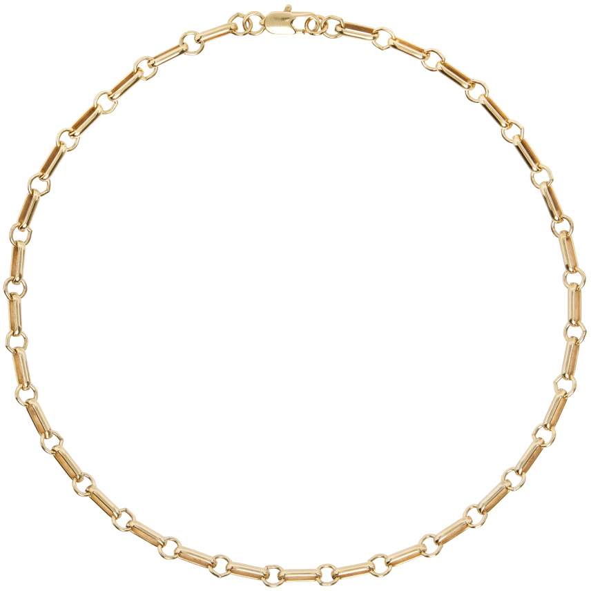 Laura Lombardi Gold Bar Chain Necklace In Brass