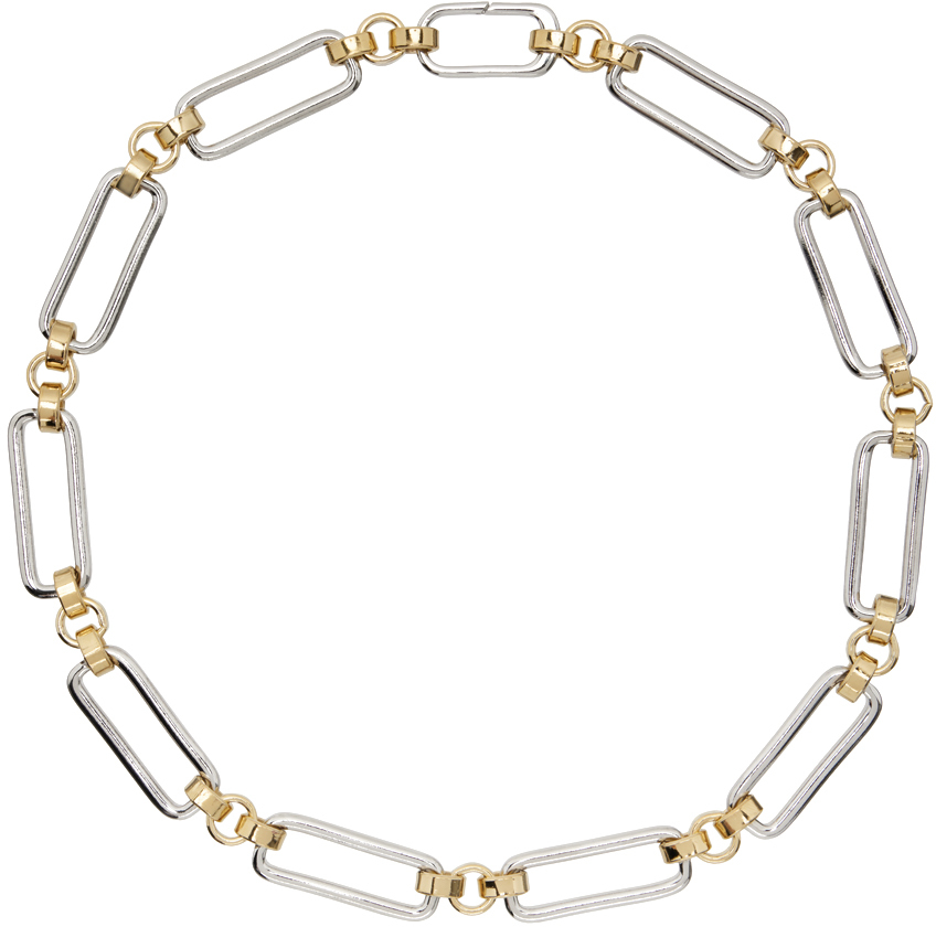 Laura Lombardi: Silver & Gold Two Tone Stanza Necklace | SSENSE