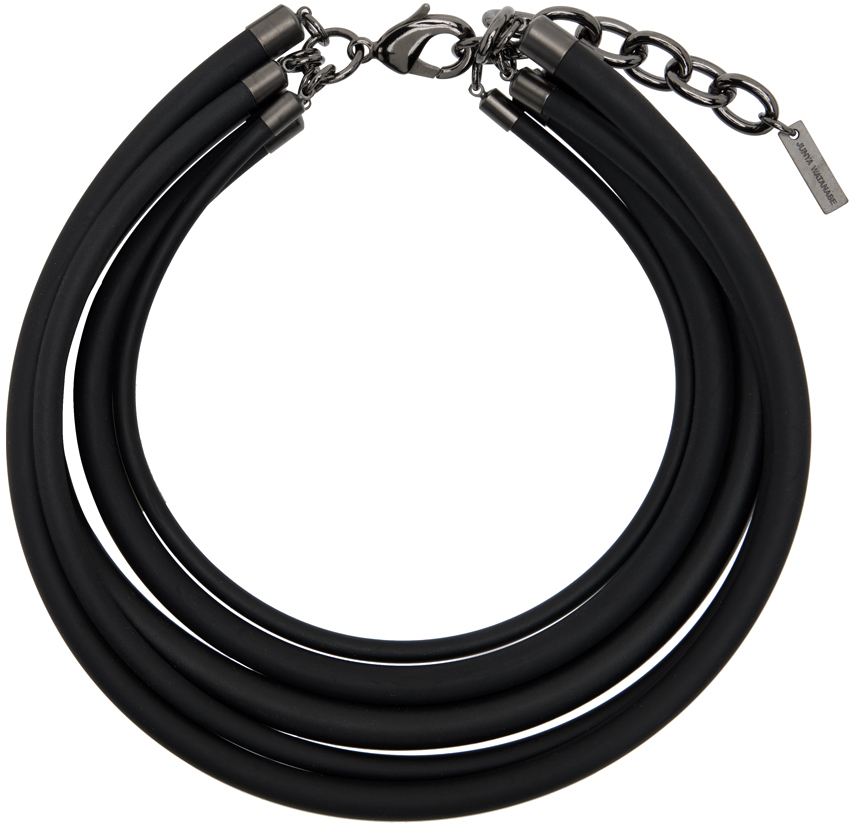 Black Rubber Multi Strand Necklace