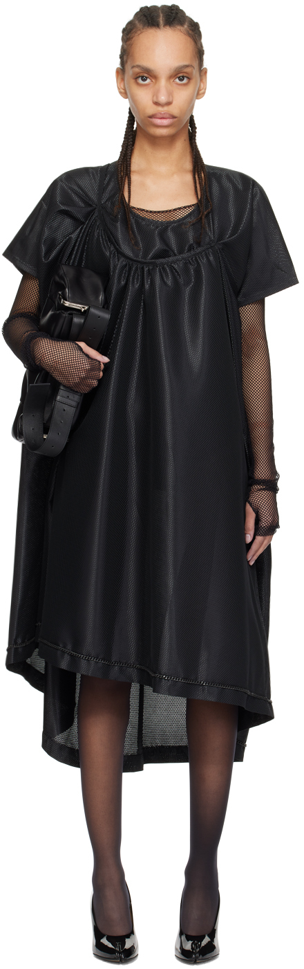 Shop Junya Watanabe Black Ruched Midi Dress In 1 Black