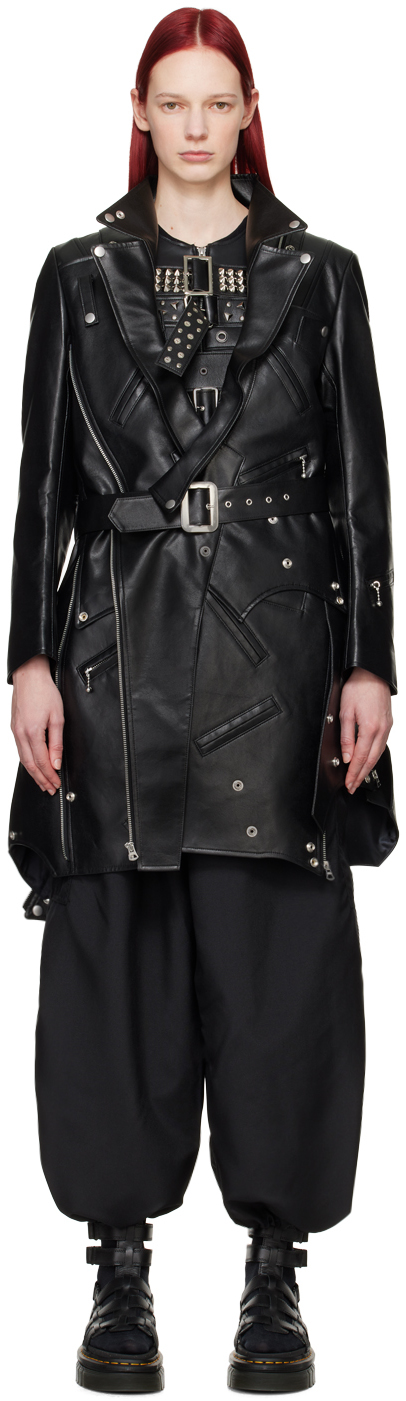Junya Watanabe Black Zip Faux-leather Jacket In 1 Black