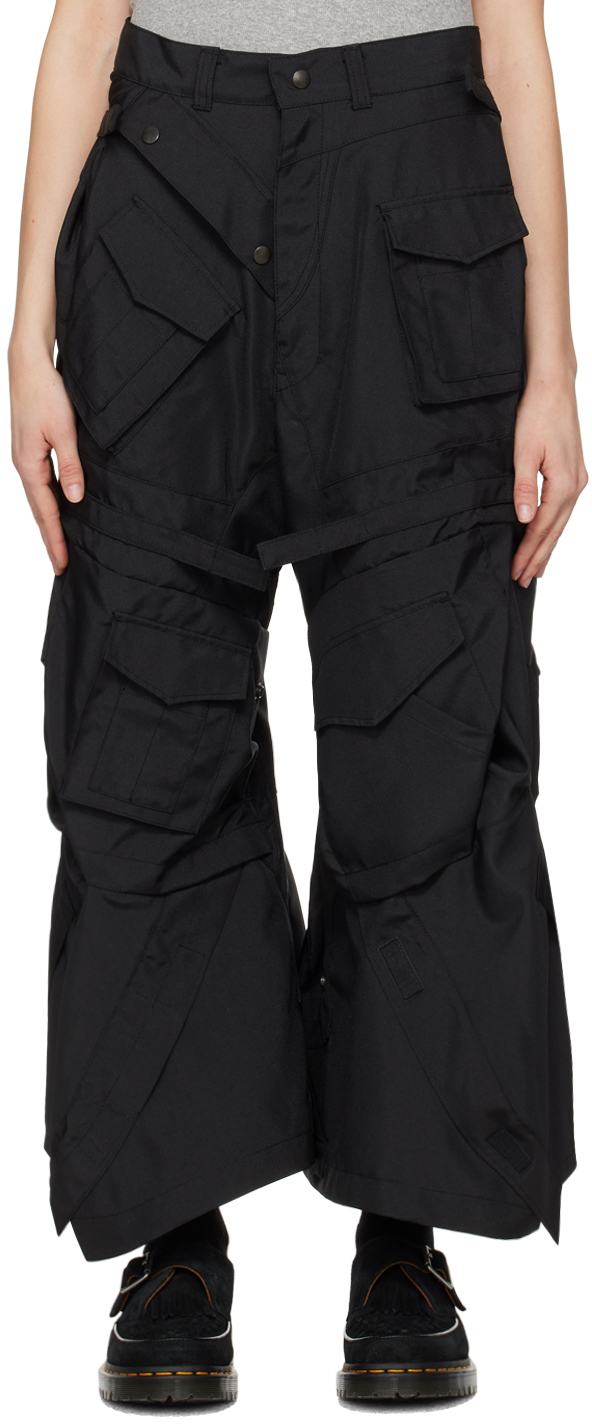 Junya Watanabe Black Asymmetric Trousers In 1 Black