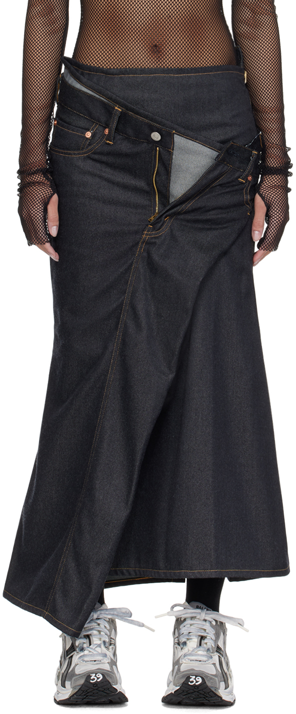 Shop Junya Watanabe Indigo Levi's Edition Denim Midi Skirt In 1 Indigo