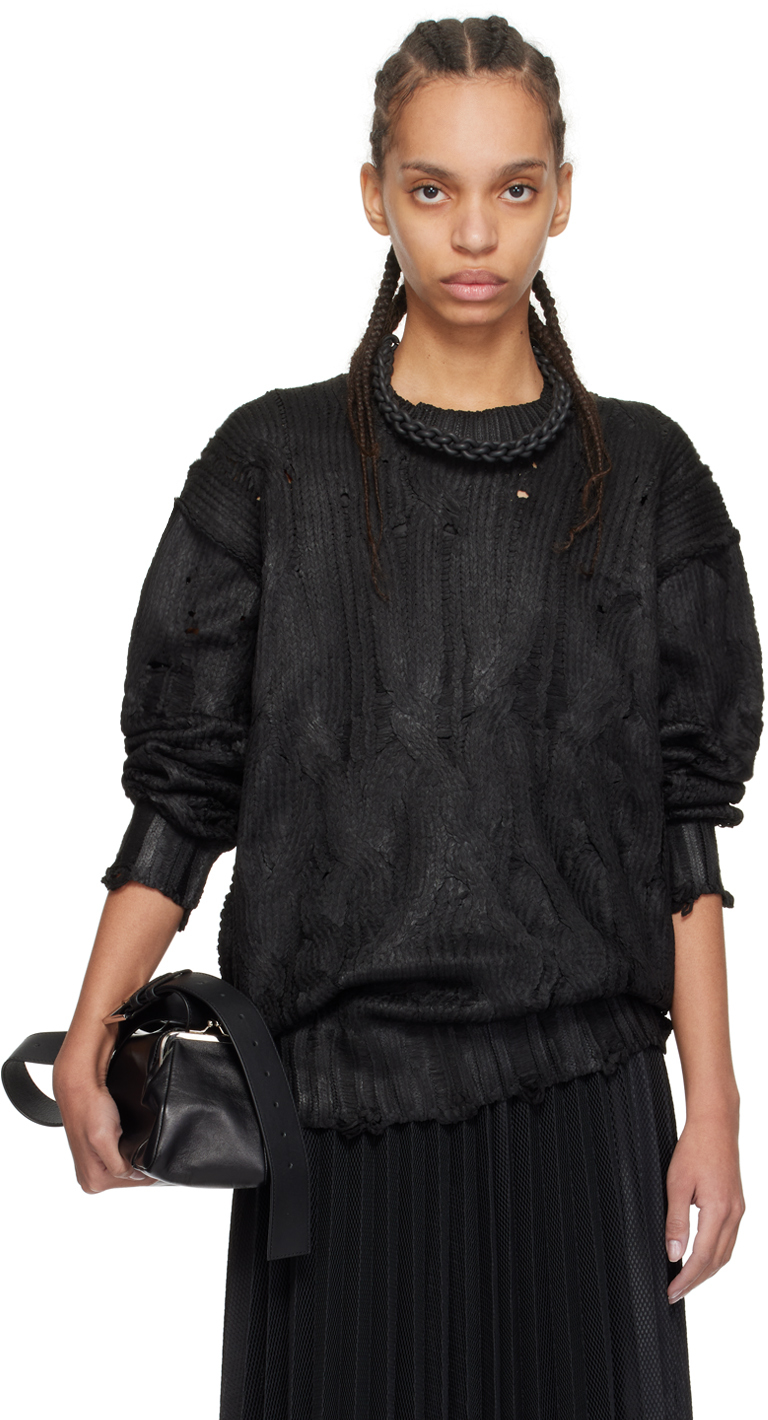 Shop Junya Watanabe Black Distressed Sweater In 1 Black