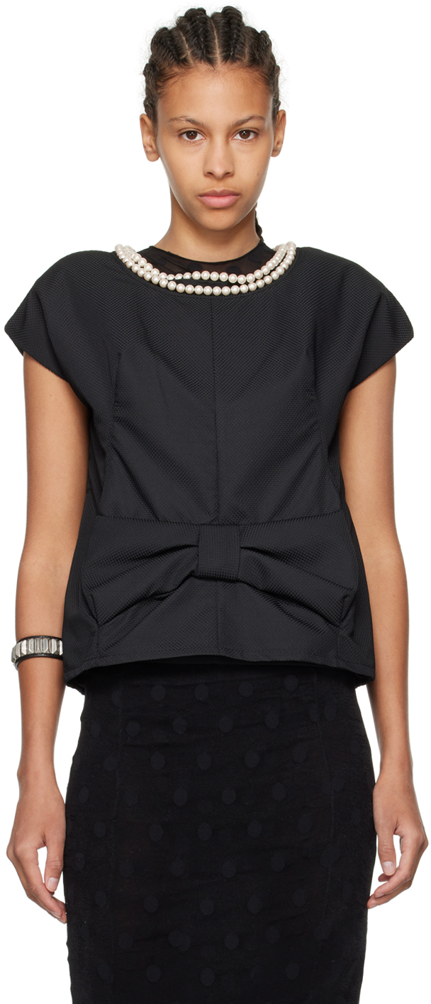 Shop Junya Watanabe Black Bow Blouse In 1 Black