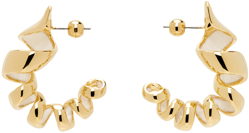 Gold Melodie Ribbon Hoop Earrings